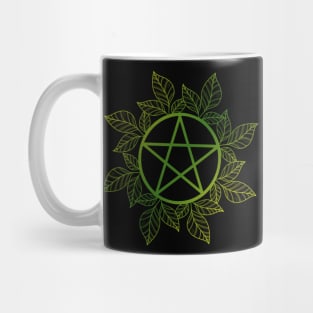 2 Tone Green Leafy Pentagram Mug